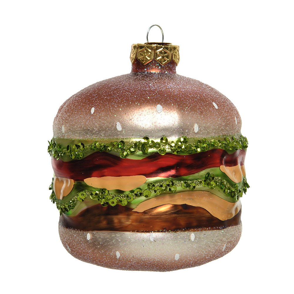 Large Novelty Beefburger Christmas Tree Ornament | Best Quality Glass Bauble