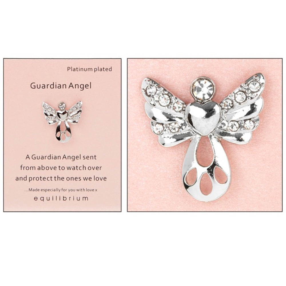 Platinum Plated Guardian Angel Pin Badge - From Above - Cracker Filler Gift