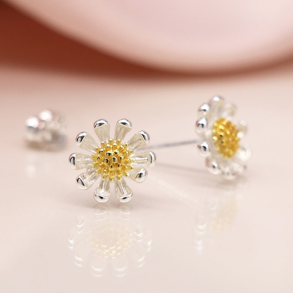 Daisy Earrings | Sterling Silver & Yellow Gold | Mini Gift | Cracker Filler