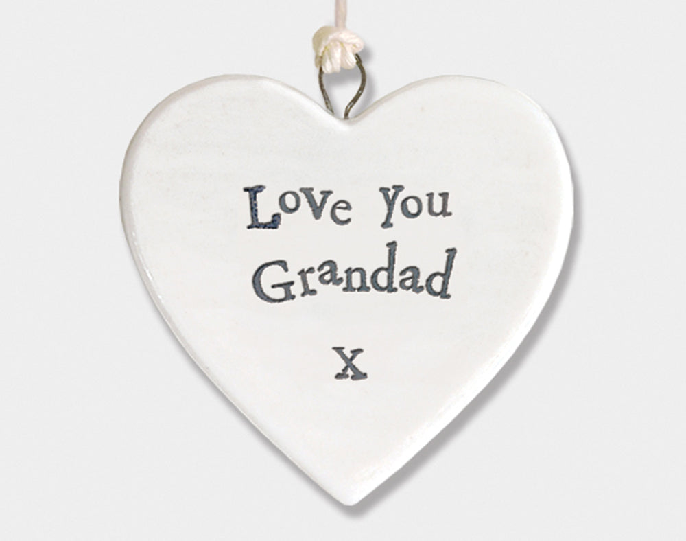Love You Grandad Hanging Porcelain Heart - Cracker Filler Gift