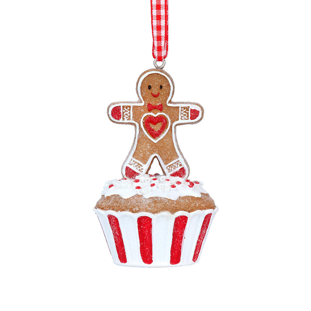 Stripey Gingerbread Man Cupcake Christmas Tree Decoration | 9cm | Gisela Graham
