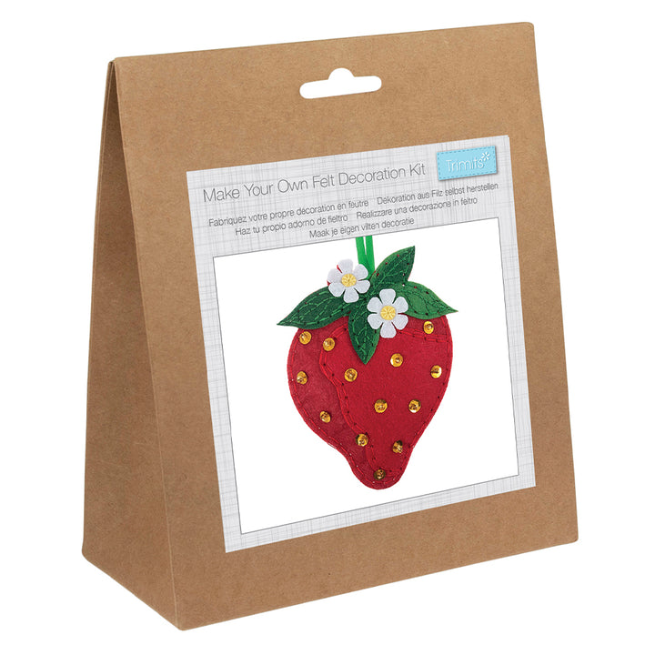 Strawberry Decoration | Mini Felt Sewing Kit | Complete Craft Kit