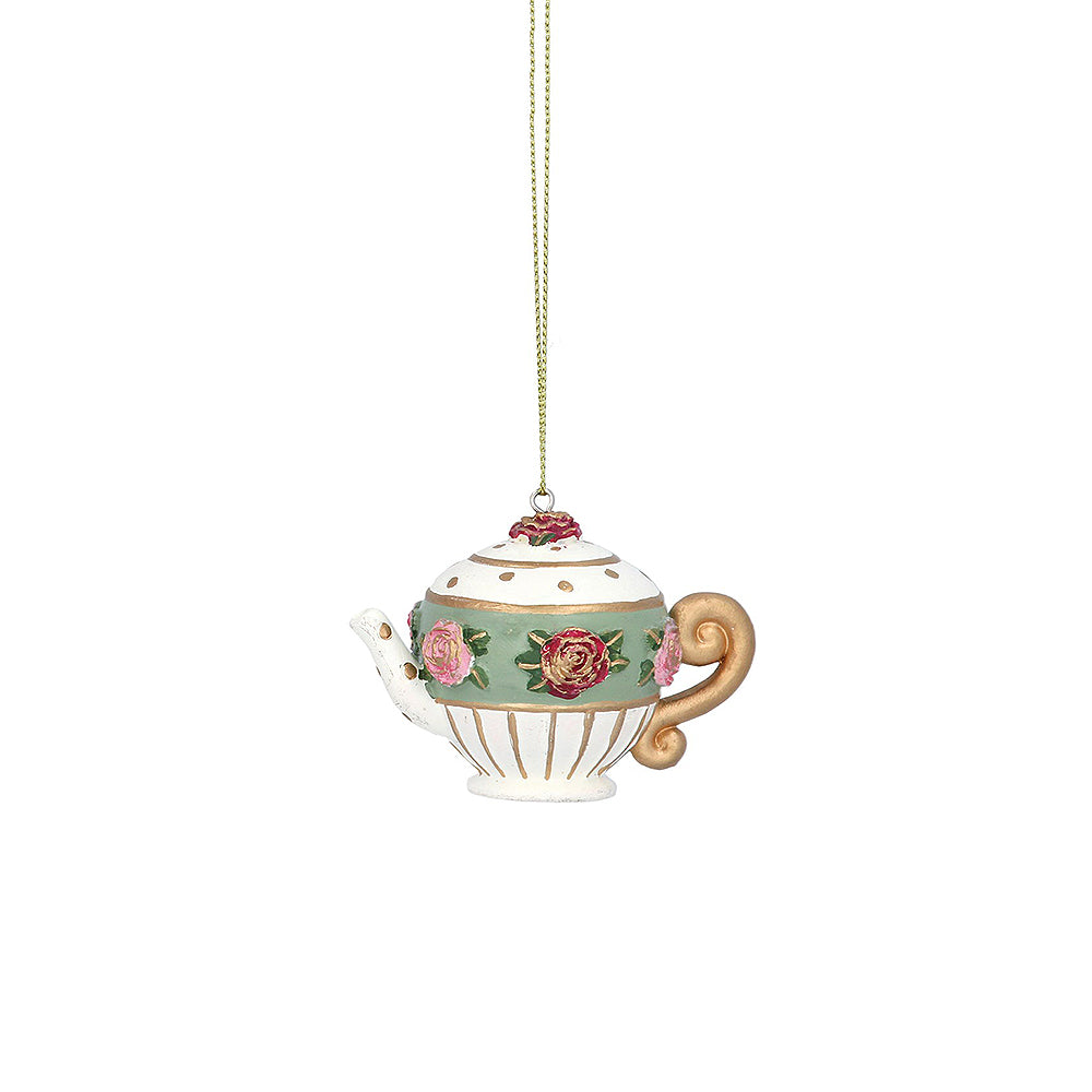 Cream | Afternoon Tea Teapot Hanging Ornament | Christmas or Home Decoration
