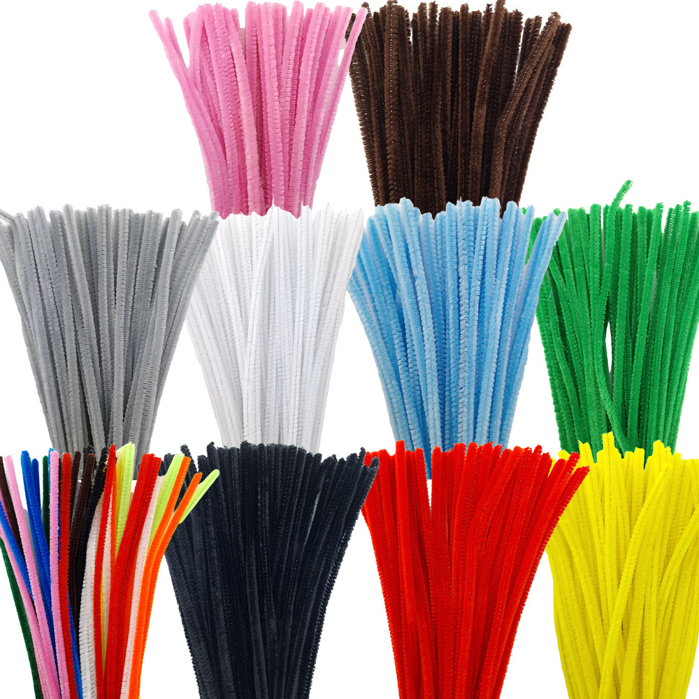 50Pk 6mm Single Colour Packs 30cm Chenille Stems Craft Pipe Cleaners