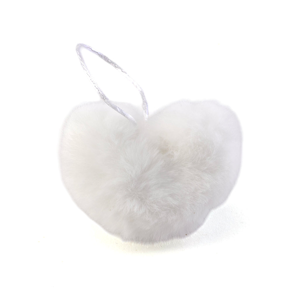 Hanging Faux Fur Pom Pom Heart | 6cm Wide | Mini Gift | Cracker Filler