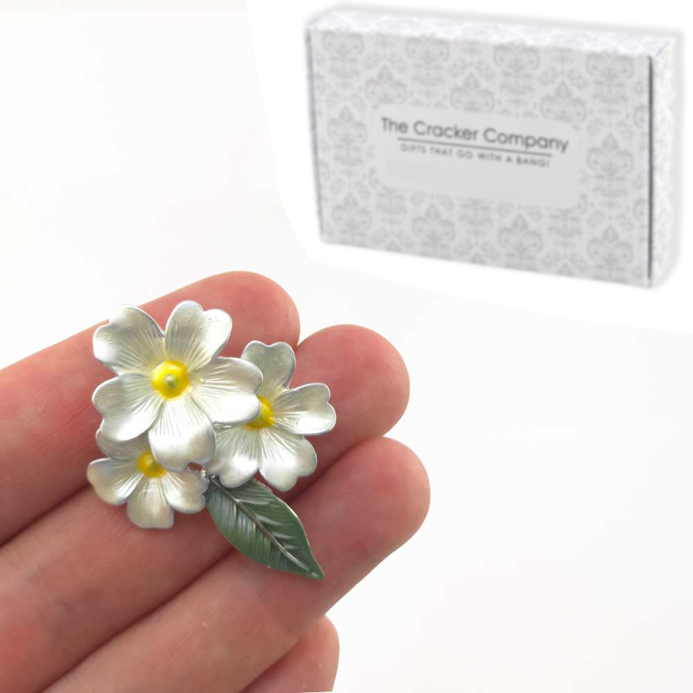Pretty Primrose | Rhodium Plated Brooch | Little Gift | Cracker Filler