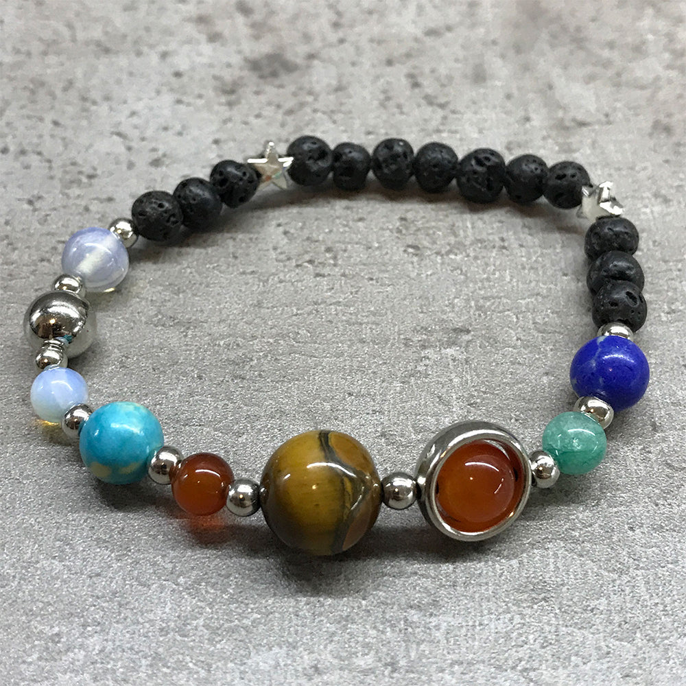 Silver Solar System | Lava Stone Bracelet | Mindfulness Gift | Cracker Filler