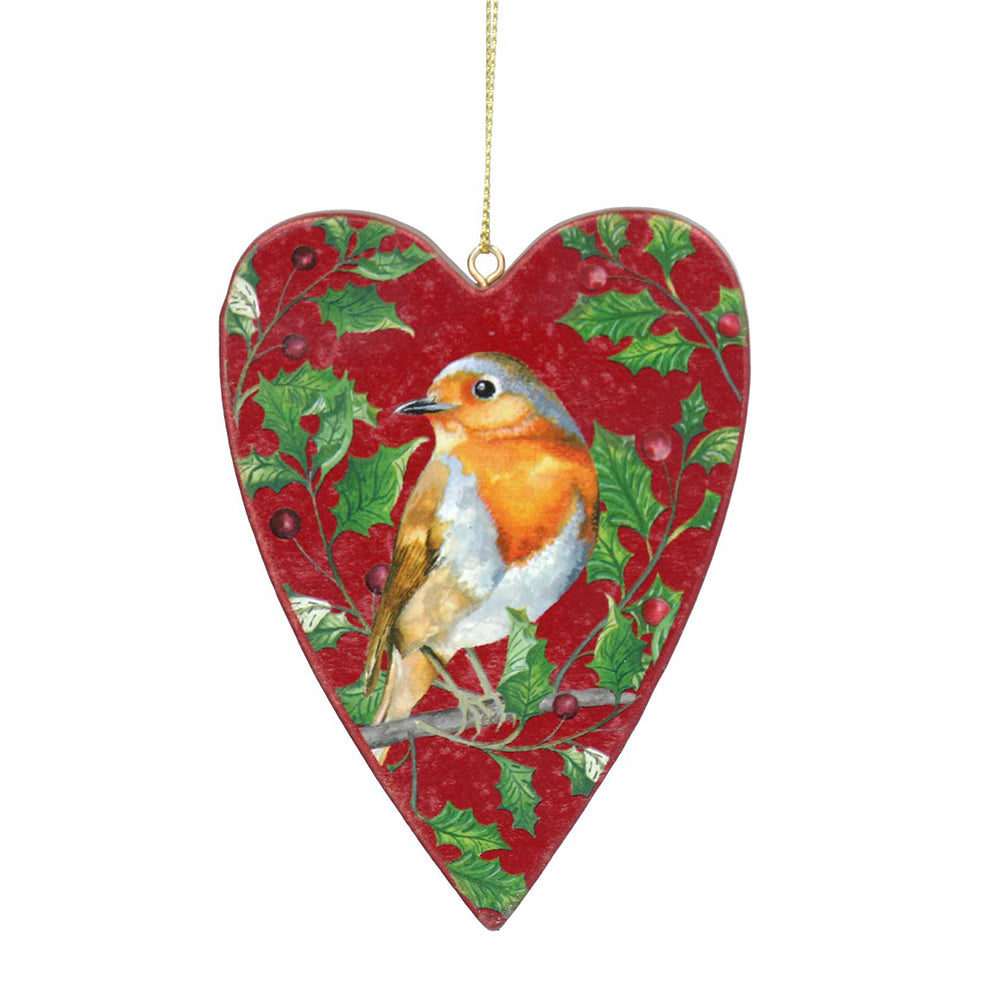 Gorgeous Christmas Robin Heart Ornament | Hanging Christmas Tree Decoration