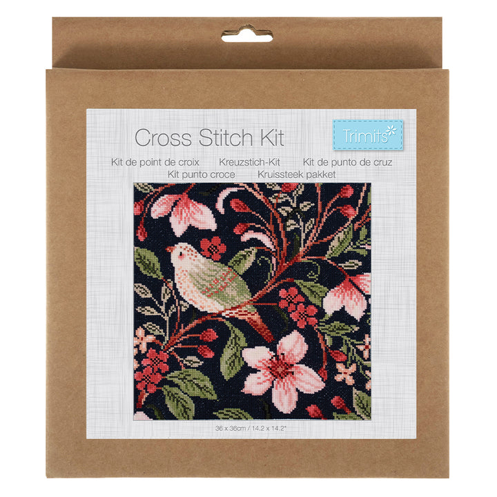 Bird Blossom | William Morris Style | Complete Cross Stitch Kit | 42x30cm