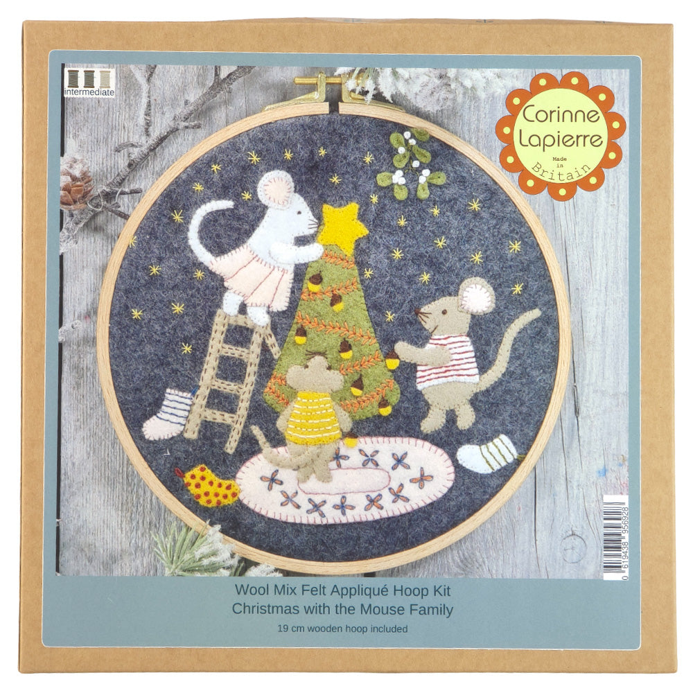 Christmas Mice | 19cm Applique Hoop Sewing Kit & Hoop | Corinne Lapierre