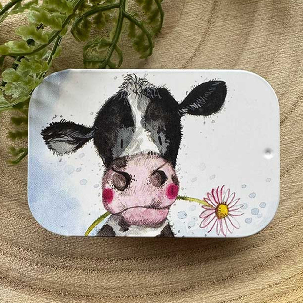 Daisy Sunshine Cow | Little Slide Shut Tin to Fill | Mini Gift | Cracker Filler