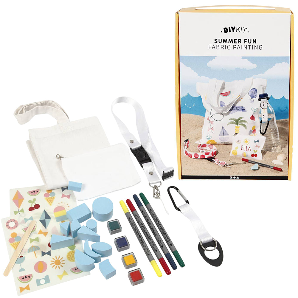 Summer Fun | Complete Fabric Painting Kit | Makes Four Textile Items