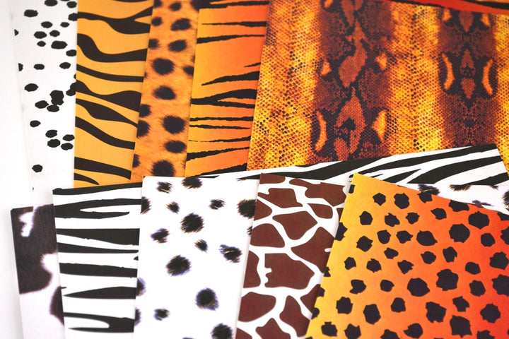 10 Mixed Animal Print A4 Double Sided Card Sheets | Patterned Card for Crafts