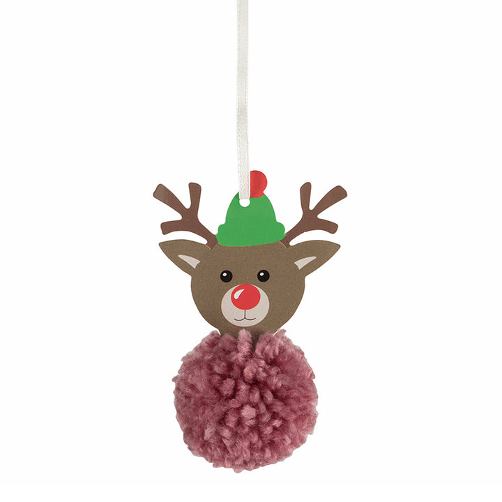 Rudolph Reindeer Pom Pom Hanging Christmas Ornament Craft Kit