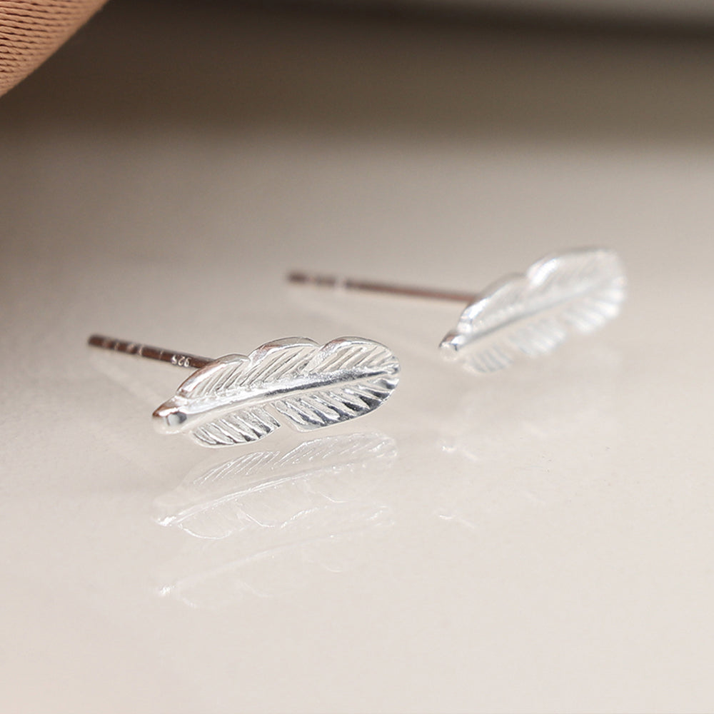 Dainty Sterling Silver Feather Stud Earrings | Mini Gift | Cracker Filler