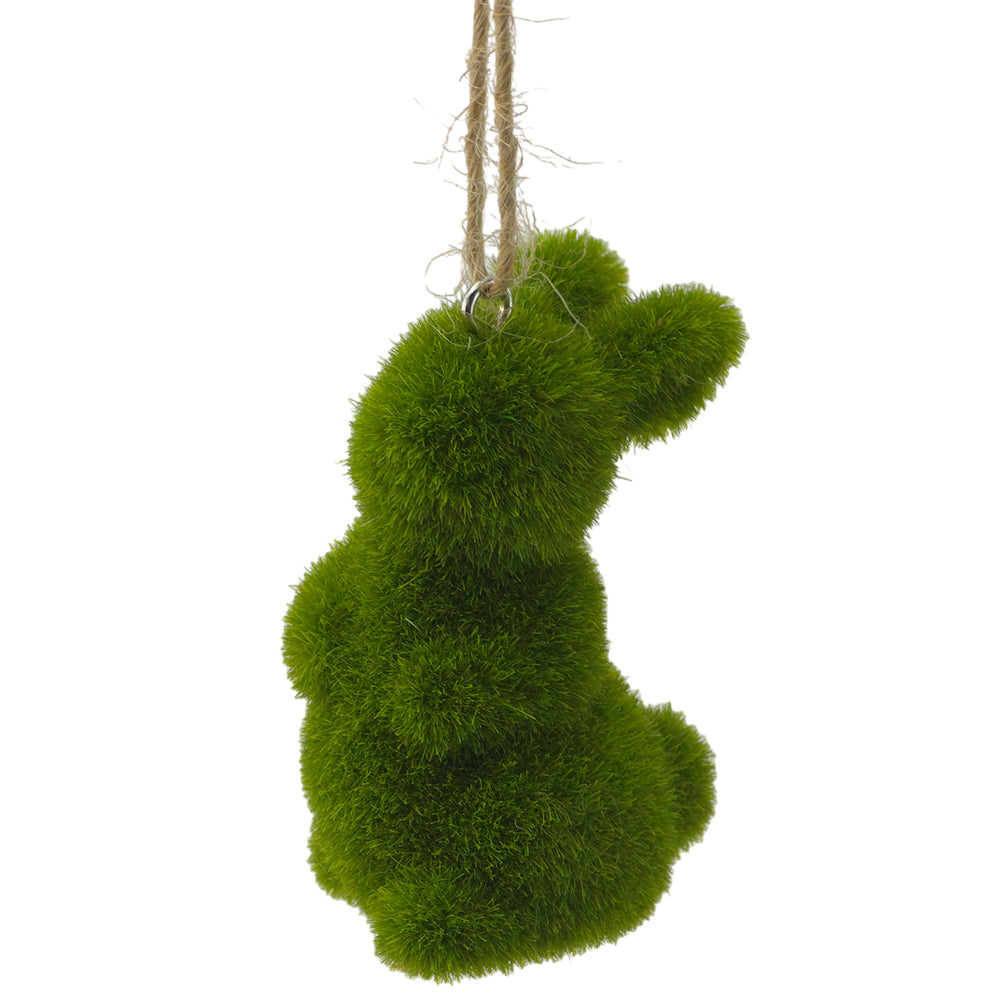 Green Flocked Easter Bunny | Single | Hanging Easter Tree Decoration | Gisela Graham