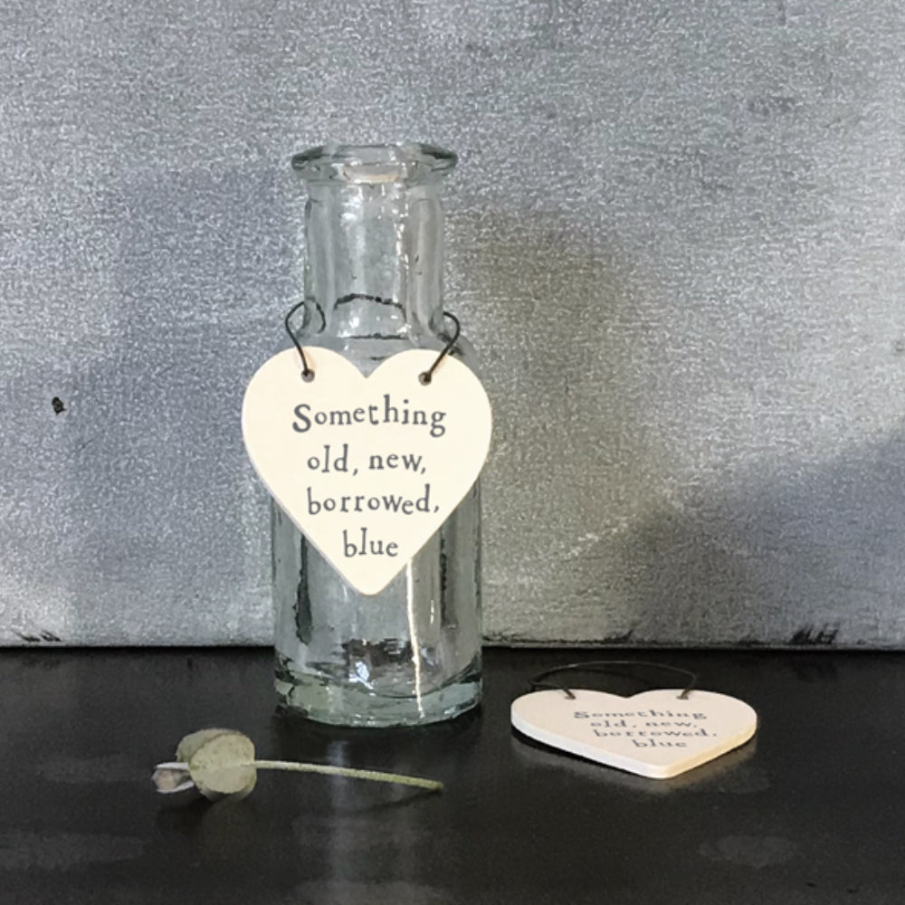 Old, New, Borrowed, Blue - Mini Wooden Hanging Heart - Wedding Cracker Filler Gift