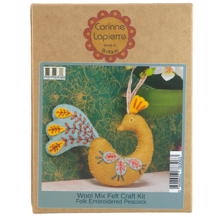 Peacock Hanging Ornament | Mini Felt Sewing & Embroidery Kit | Corinne Lapierre