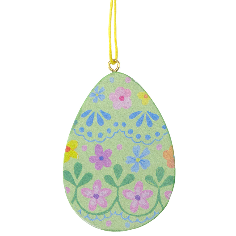 Pastel Green | Pretty Florals | Wooden Hanging Egg | Easter Tree Decoration | Gisela Graham