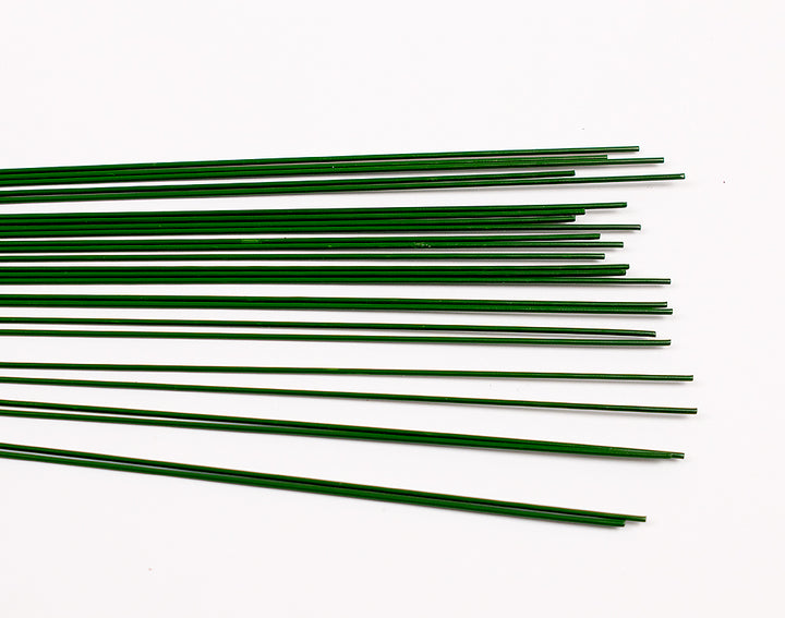 0.4-1.6mm Green Varnished Floristry Stub Wires - 30cm Long
