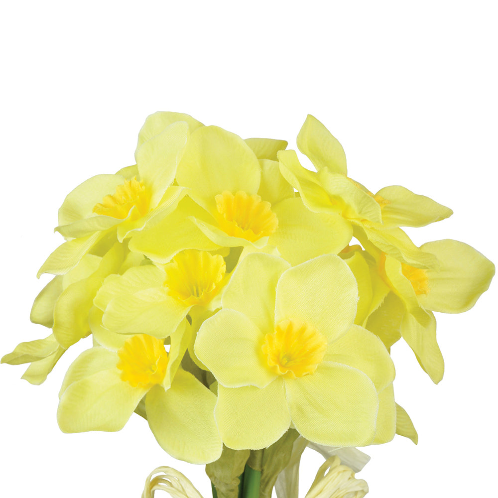 7 Mini Yellow Fabric Daffodils Bunch - Artificial Silk Flowers