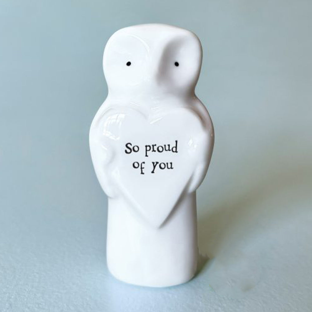 So Proud of You | Porcelain Owl &amp; Heart | Little Gift | Cracker Filler