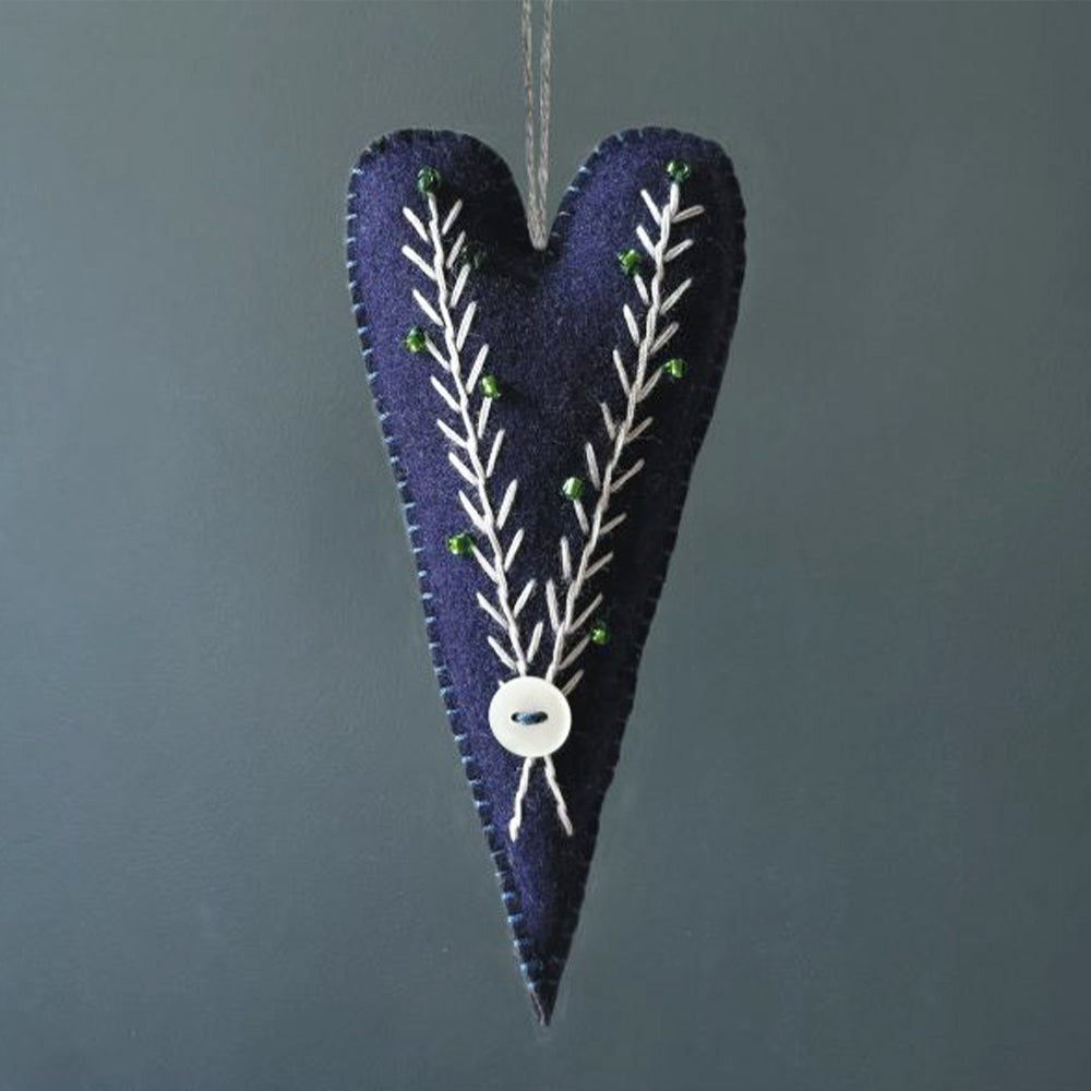 Embroidered Scandi Folk Art Heart | Felt Decoration | Cracker Filler