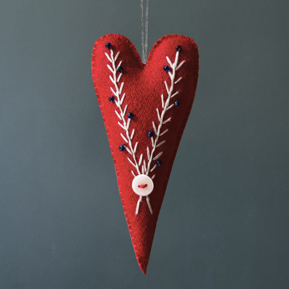 Embroidered Scandi Folk Art Heart | Felt Decoration | Cracker Filler