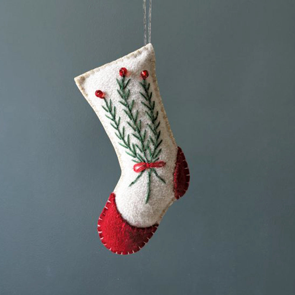 Embroidered Scandi Folk Art Stocking | Felt Decoration | Cracker Filler