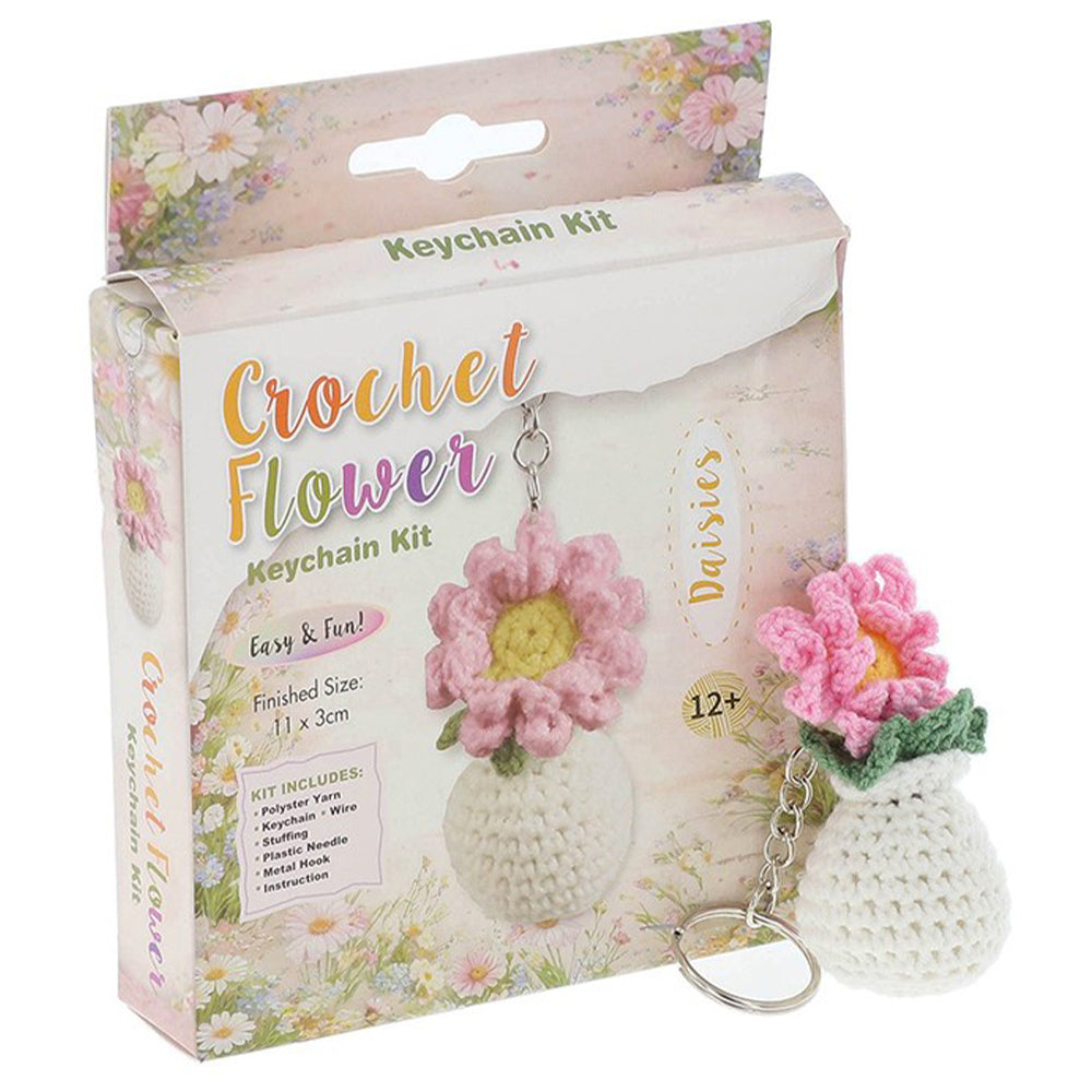 Pink Daisy | Complete Beginners Crochet Keyring Kit