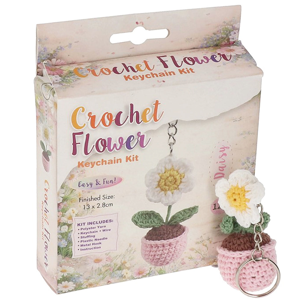 White Daisy | Complete Beginners Crochet Keyring Kit