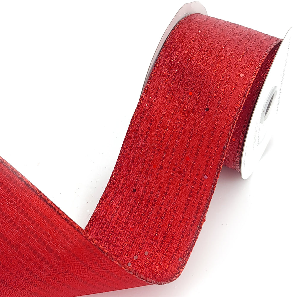 63mm x 9.1m Red Luxury Satin Wired Edged Festive Shimmer Ribbon