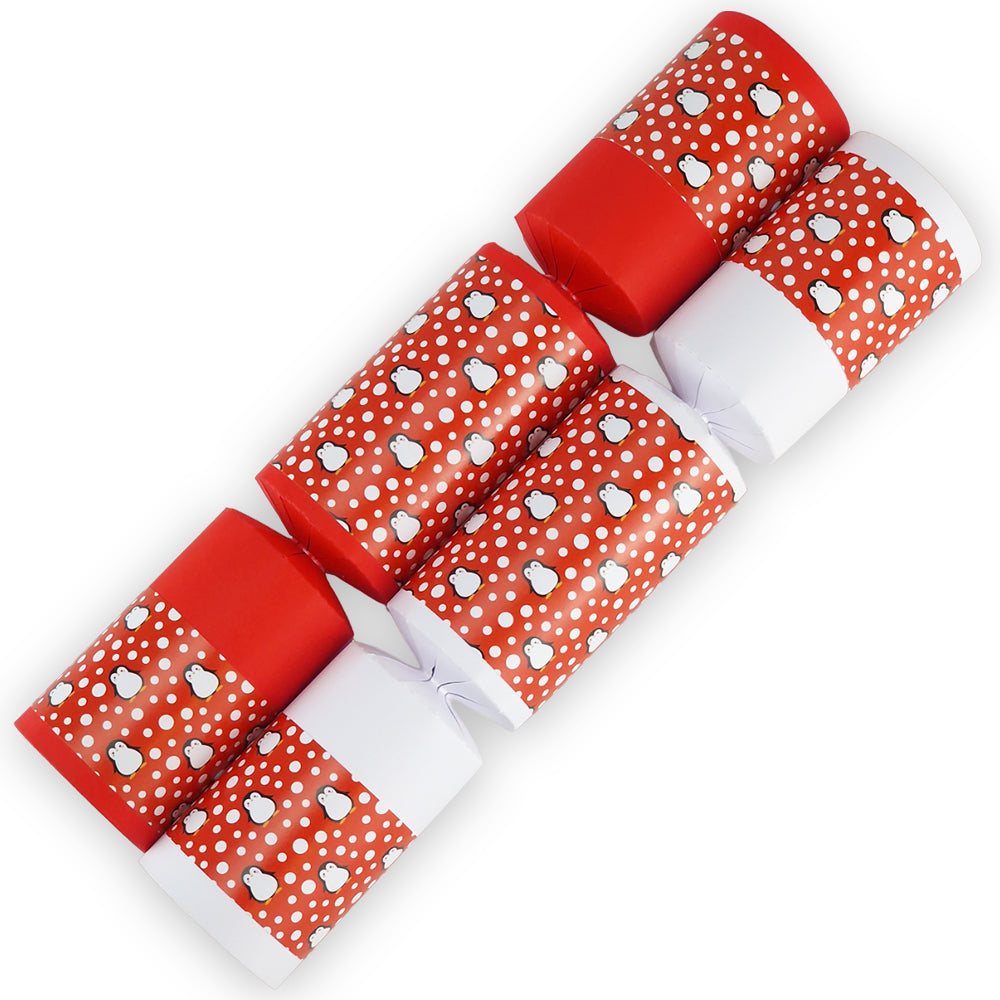8 Red & White Snowtime Penguin Make & Fill Your Own DIY Christmas Cracker Craft Kit