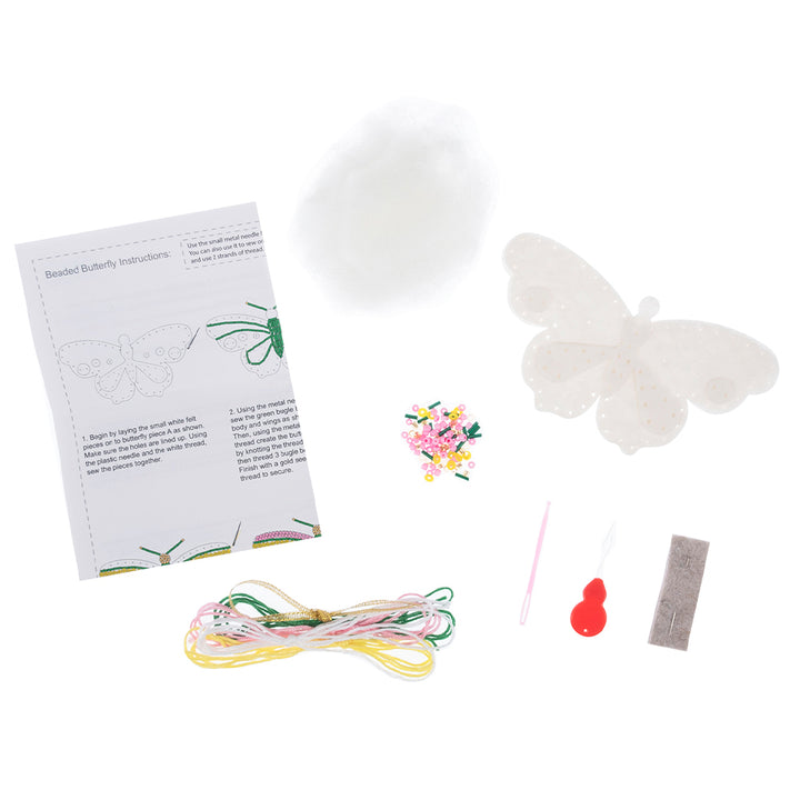 Beaded Butterfly Decoration | Mini Felt Sewing Kit | Complete Craft Kit