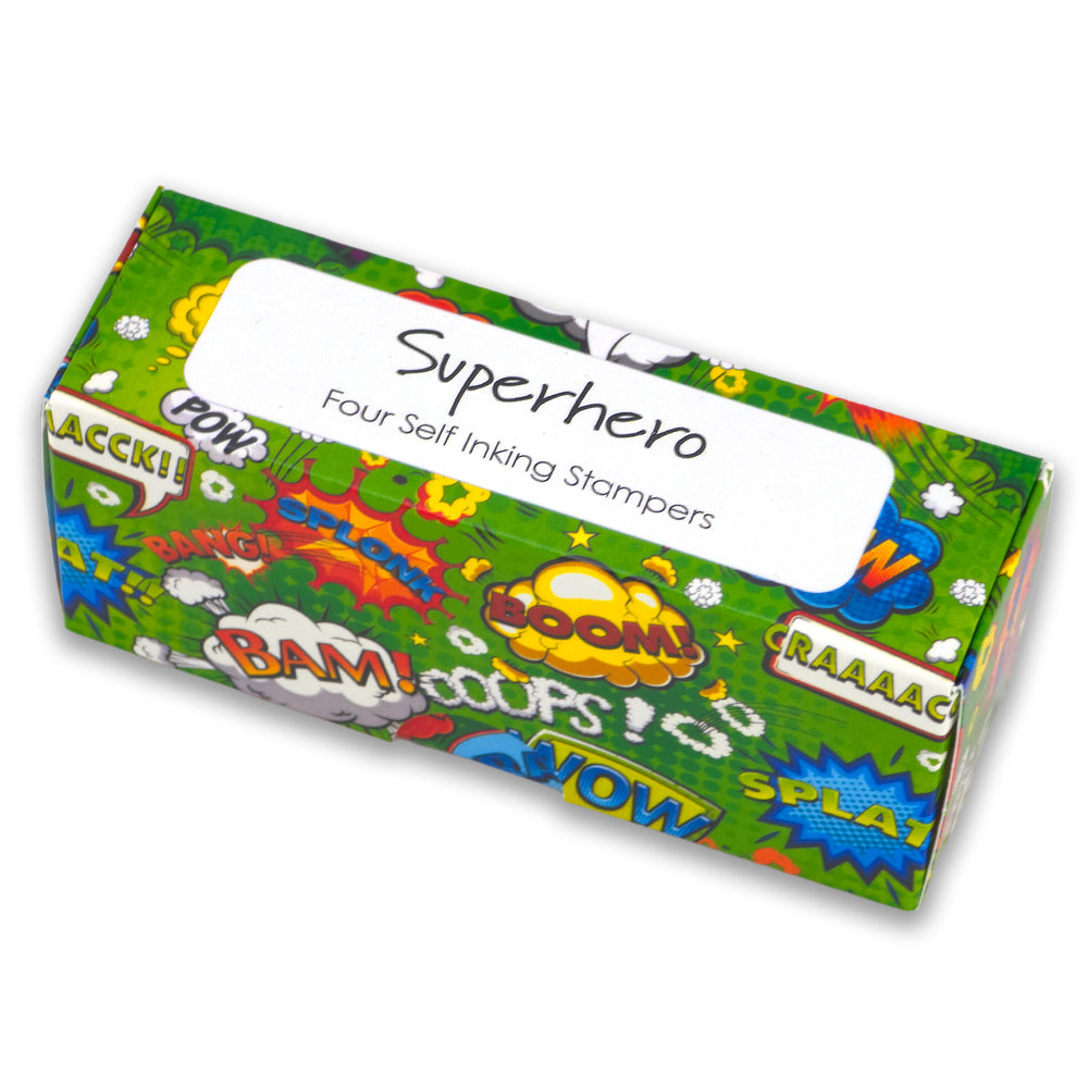Superhero | 4 Self Inking Stampers for Kids | Cracker Filler | Party Bag Gift