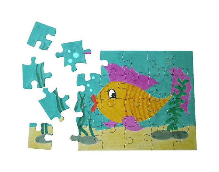 16 Blank Thick A5 Card Jigsaw Puzzles for Kids Colouring Crafts