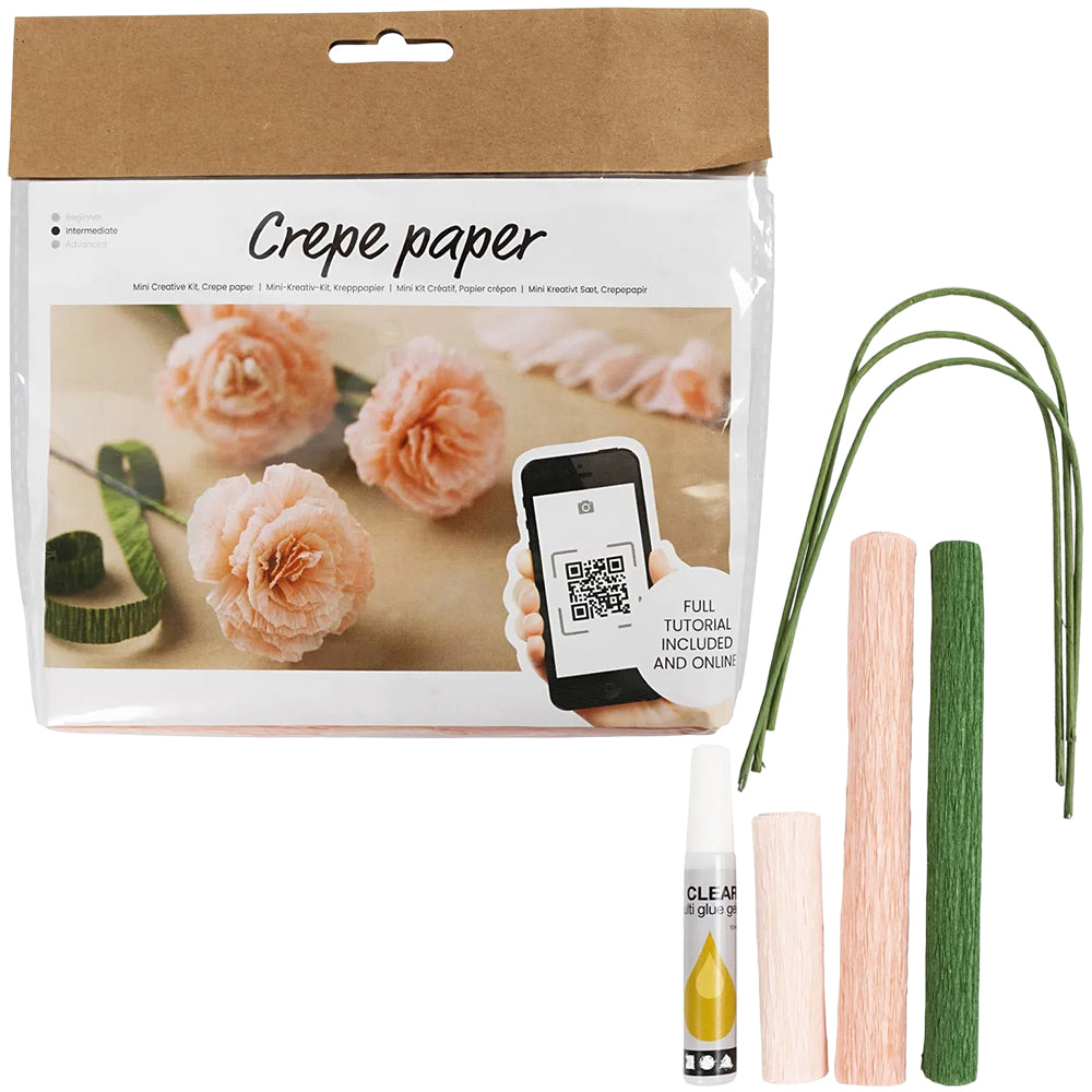 Crepe Carnations Craft Kit | Paper Flower Making | Makes 3