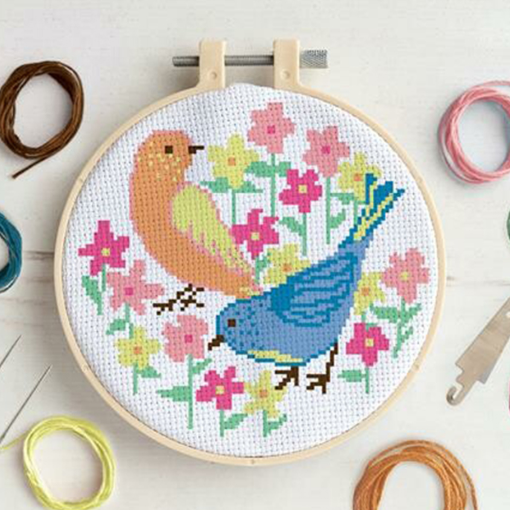 Colourful Birds | Complete Cross Stitch Kit | 20cm Hoop