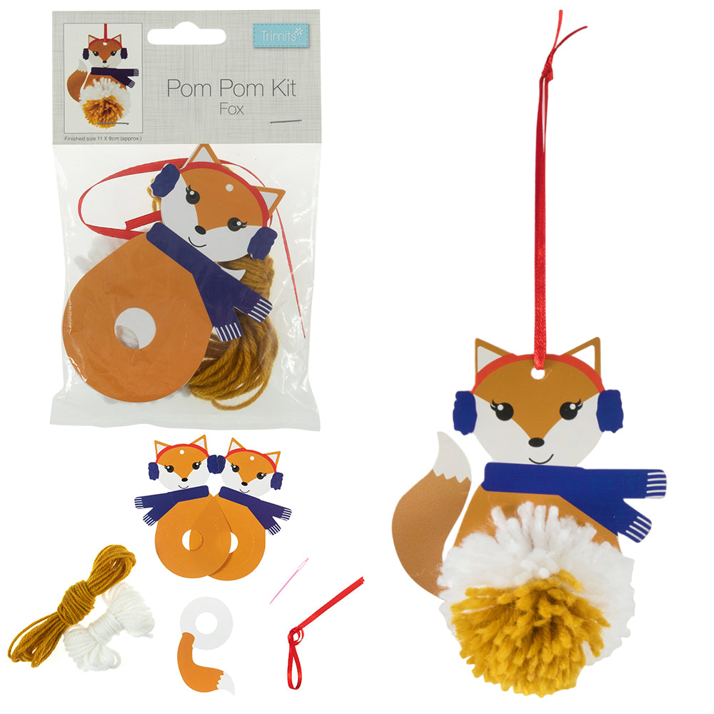 Make Your Own Pom Pom Winter Fox Mini Craft Kit for Kids | Hanging Ornament