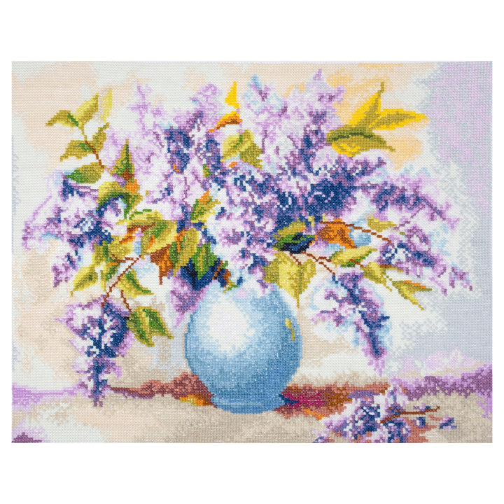 Bountiful Vase of Lilacs | Counted Cross Stitch Kit | 39x32cm