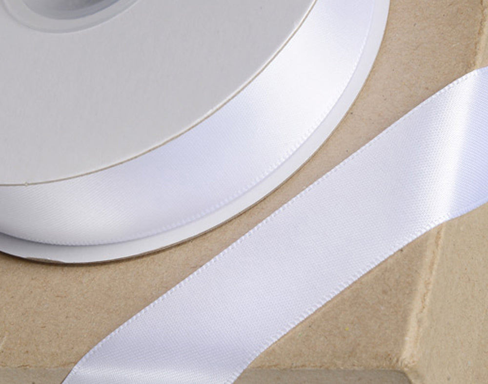 25m White 23mm Wide Satin Ribbon for Crafts