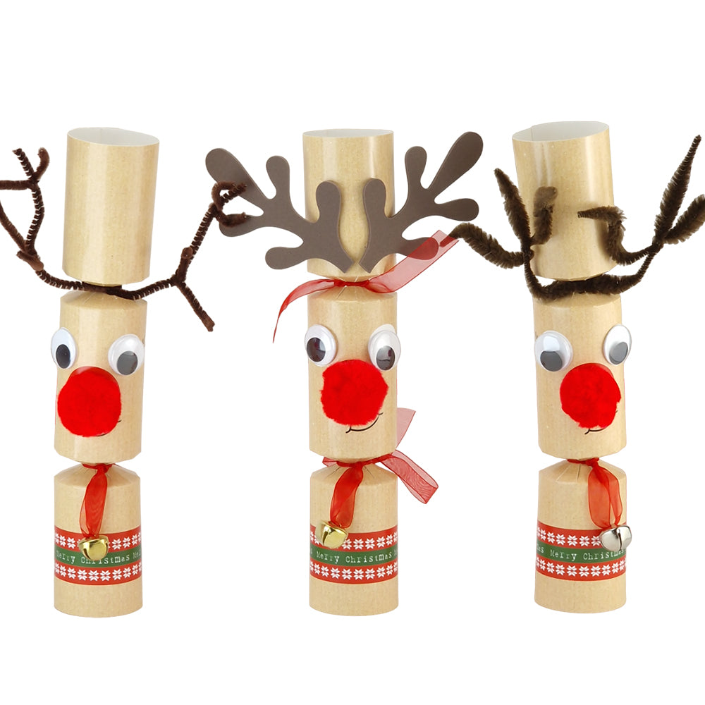 Standy Uppy Rudolph | Christmas Cracker Craft Kit | Makes 6 | Pipecleaner Antlers