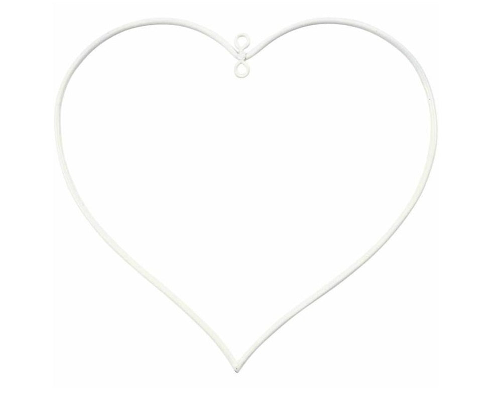 10 White Heart Metal Wire Rings for Bauble Crafts - 13cm