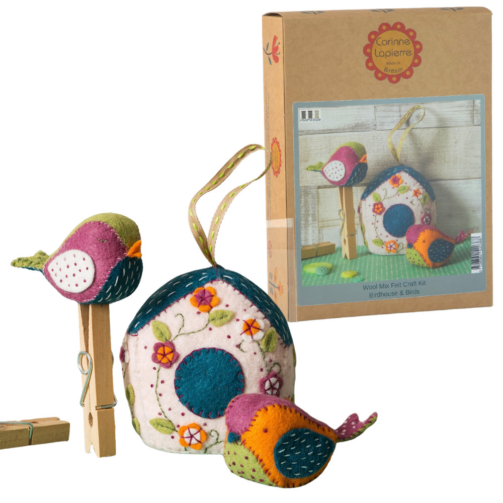 Birds & Birdhouse| Felt Sewing Kit | Makes 3 Items | Corinne Lapierre