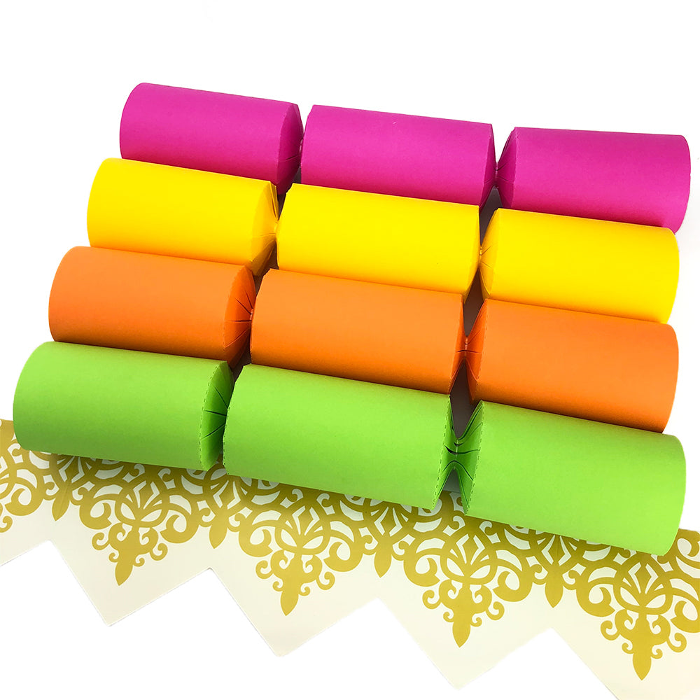 Neon Tones | Craft Kit to Make 16 Crackers | Recyclable | Optional Raffia