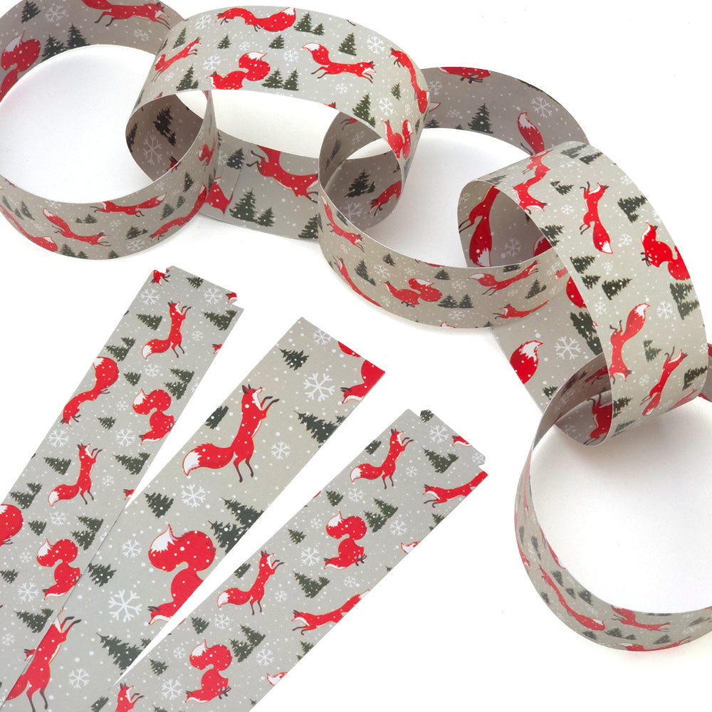 30 Reusable Christmas Paper Chains | Christmas Fox | No Glue Needed | 2.5m
