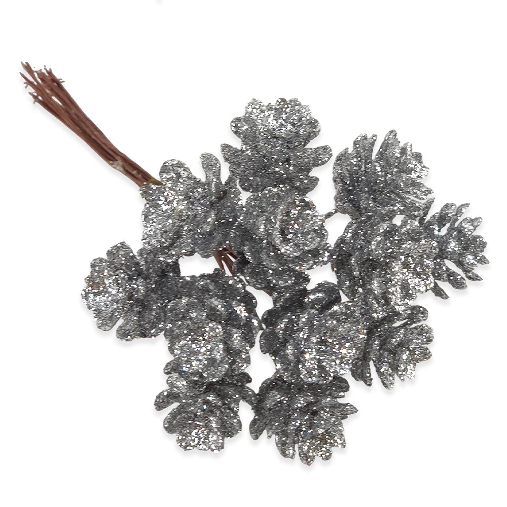 12 Glitter Fircone Picks | Small | Wreath Making &amp; Floristry