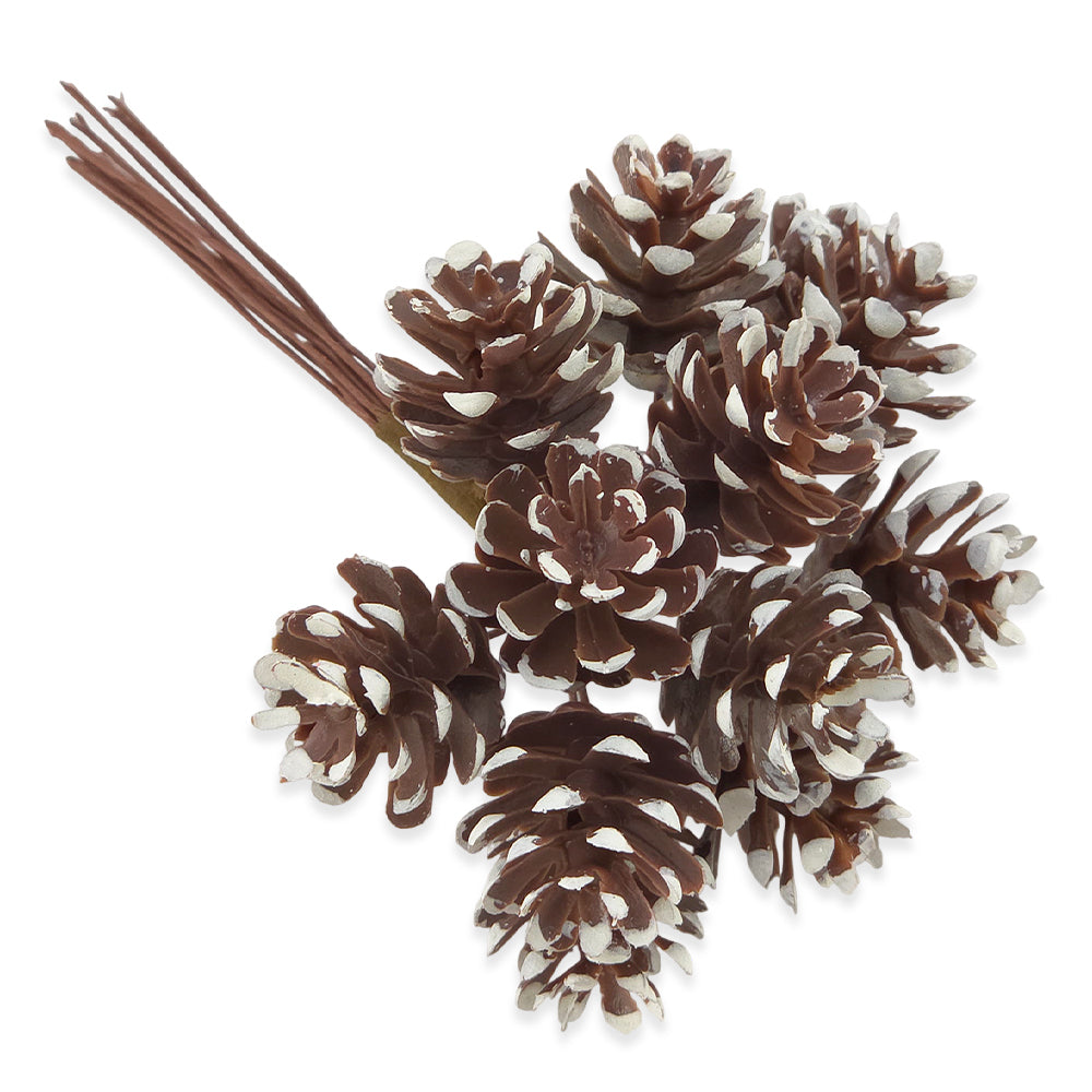 12 Frosted Natural Fircone Picks | Small | Wreath Making &amp; Floristry