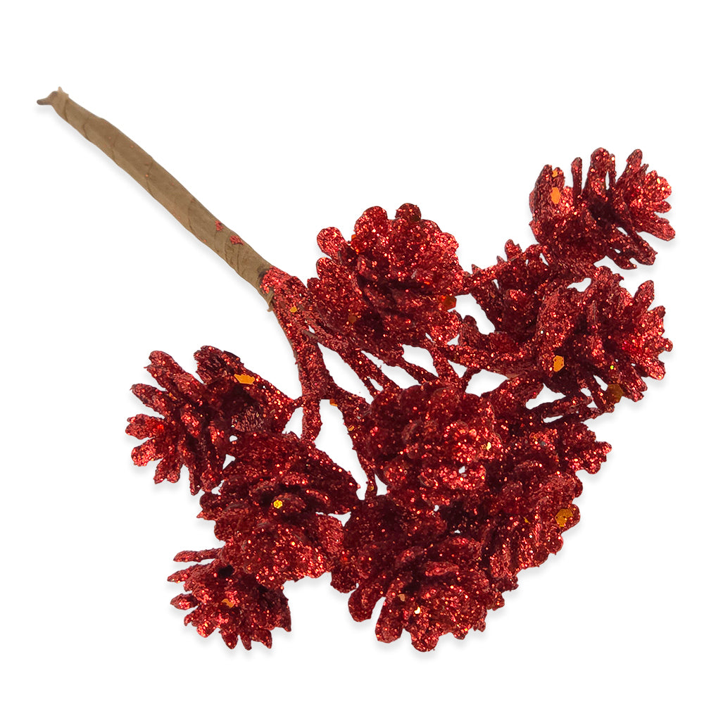 12 Glitter Fircone Picks | Small | Wreath Making &amp; Floristry