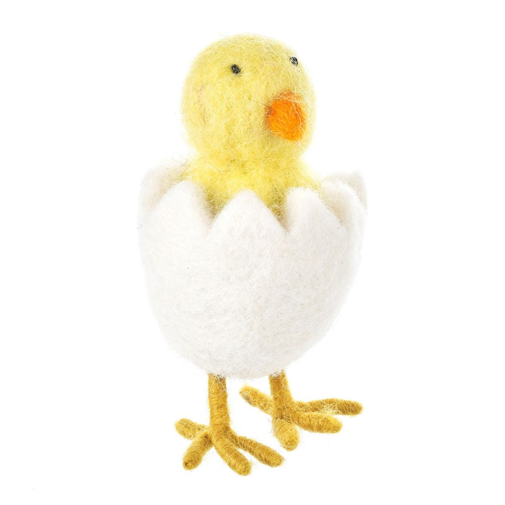 Single 10cm Felted Hanging Hatching Chick for Easter Tree Decoration